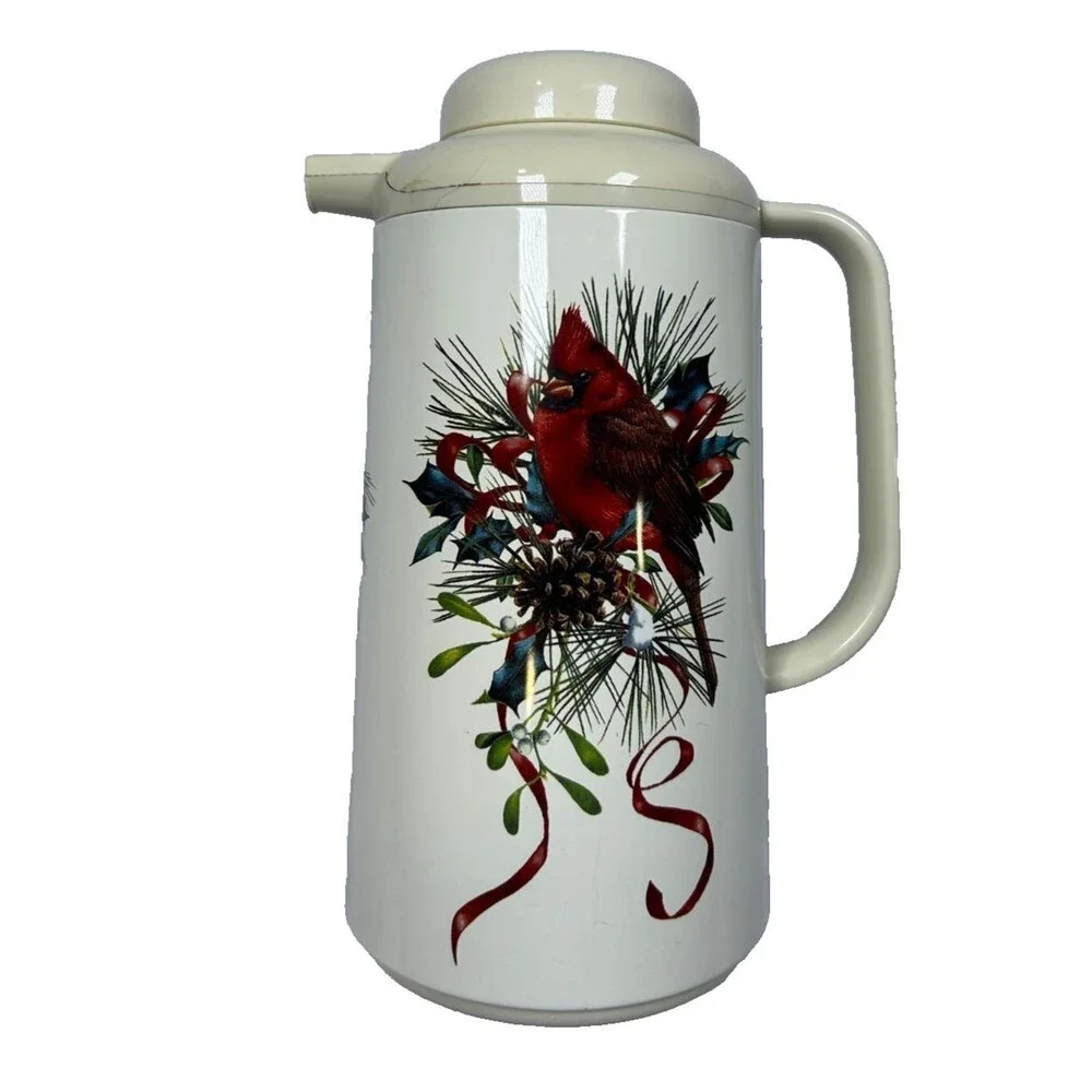 Lenox Winter Christmas Holiday Greetings Red Cardinal Coffee Carafe Thermos